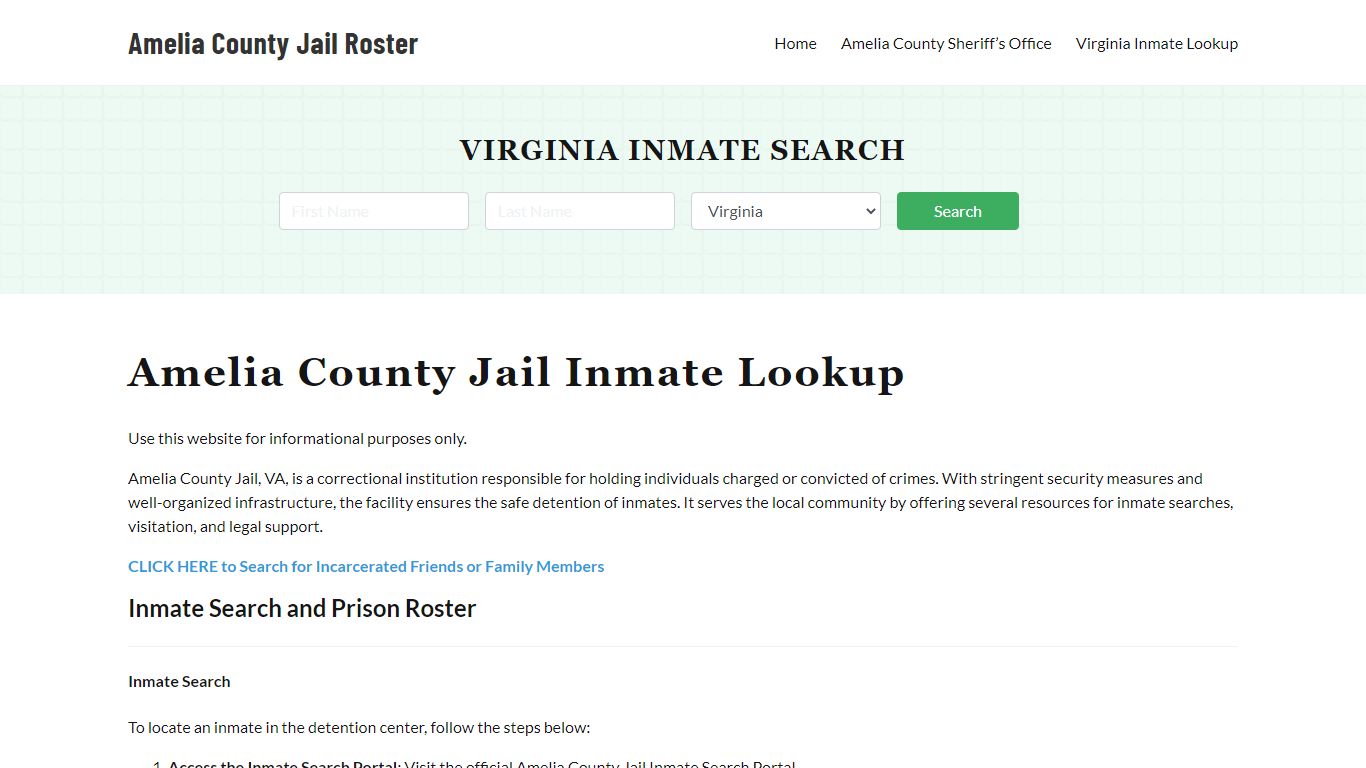 Amelia County Jail Roster Lookup, VA, Inmate Search