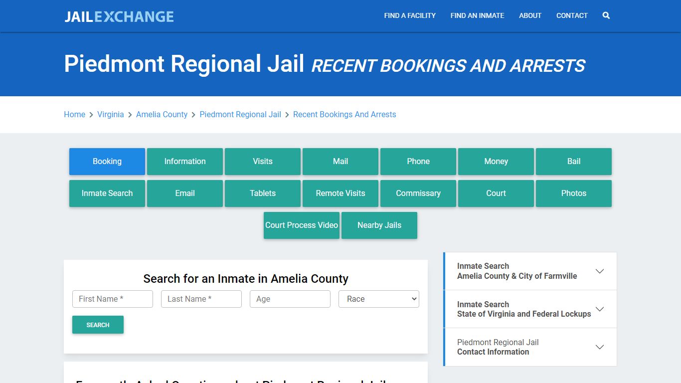 Piedmont Regional Jail Recent Bookings And Arrests - Jail Exchange