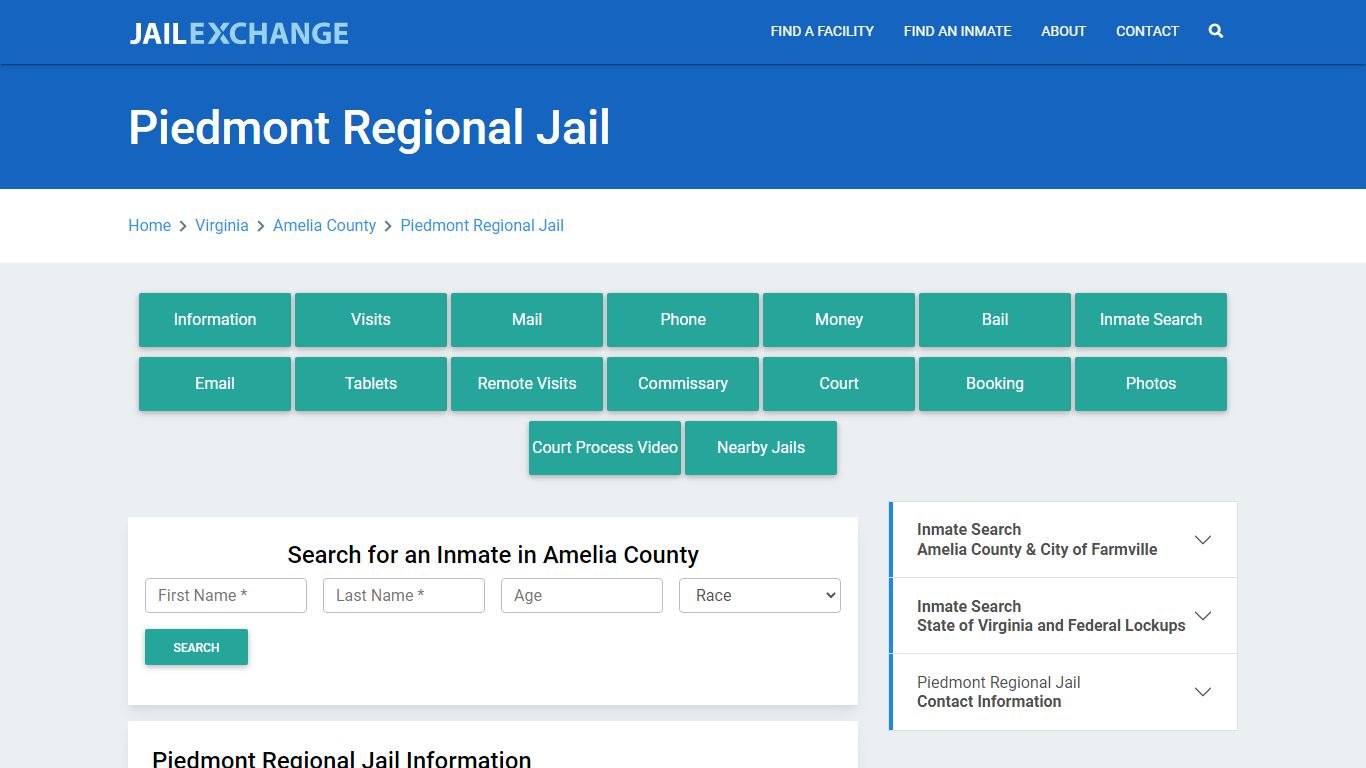 Piedmont Regional Jail Roster Lookup, VA, Inmate Search